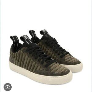 P448 | Soho Sneakers Ribbed Green Suede Velour Sz 41